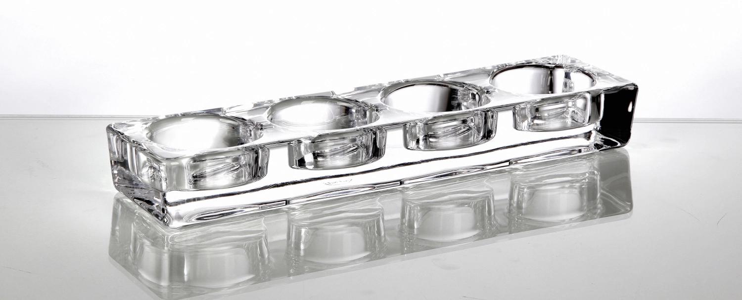 Lot de 6 plateaux en verre 4 trous, transparents