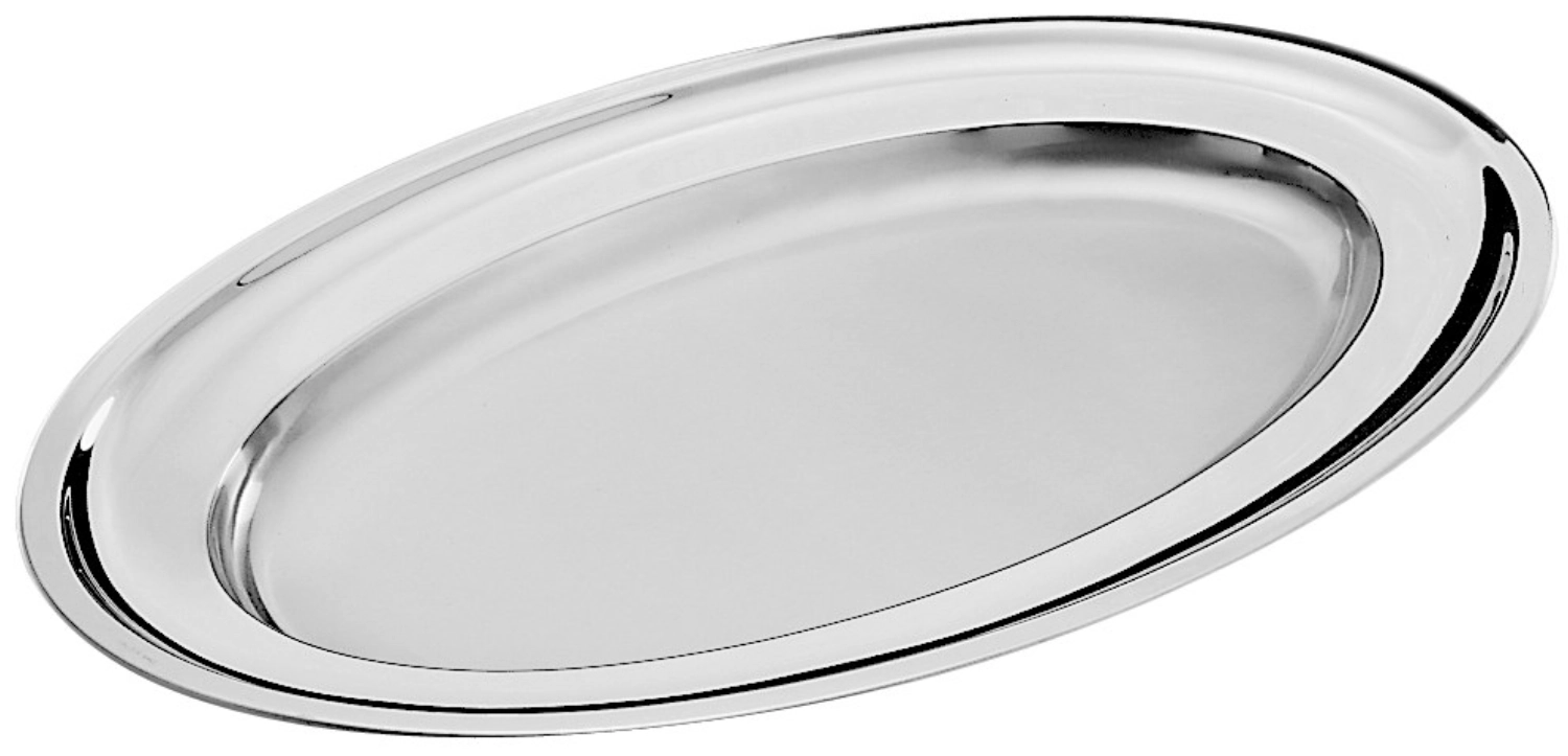 Plateau de service ovale 36x25cm acier inoxydable