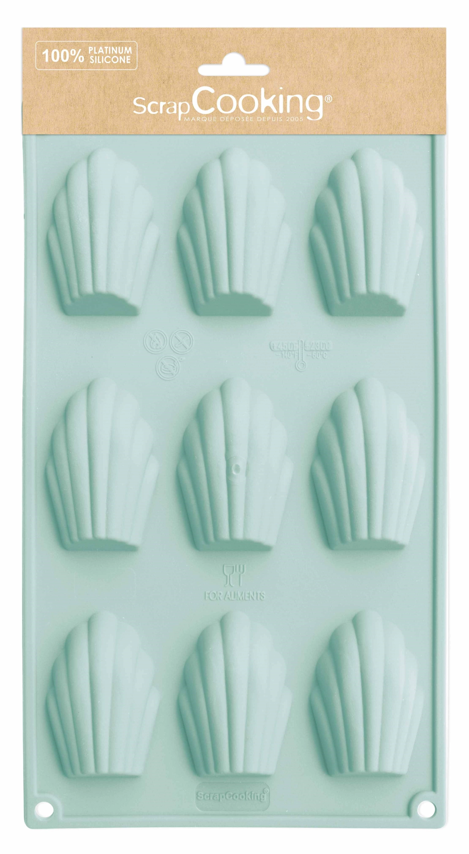 Moule en silicone pour 9 madeleines