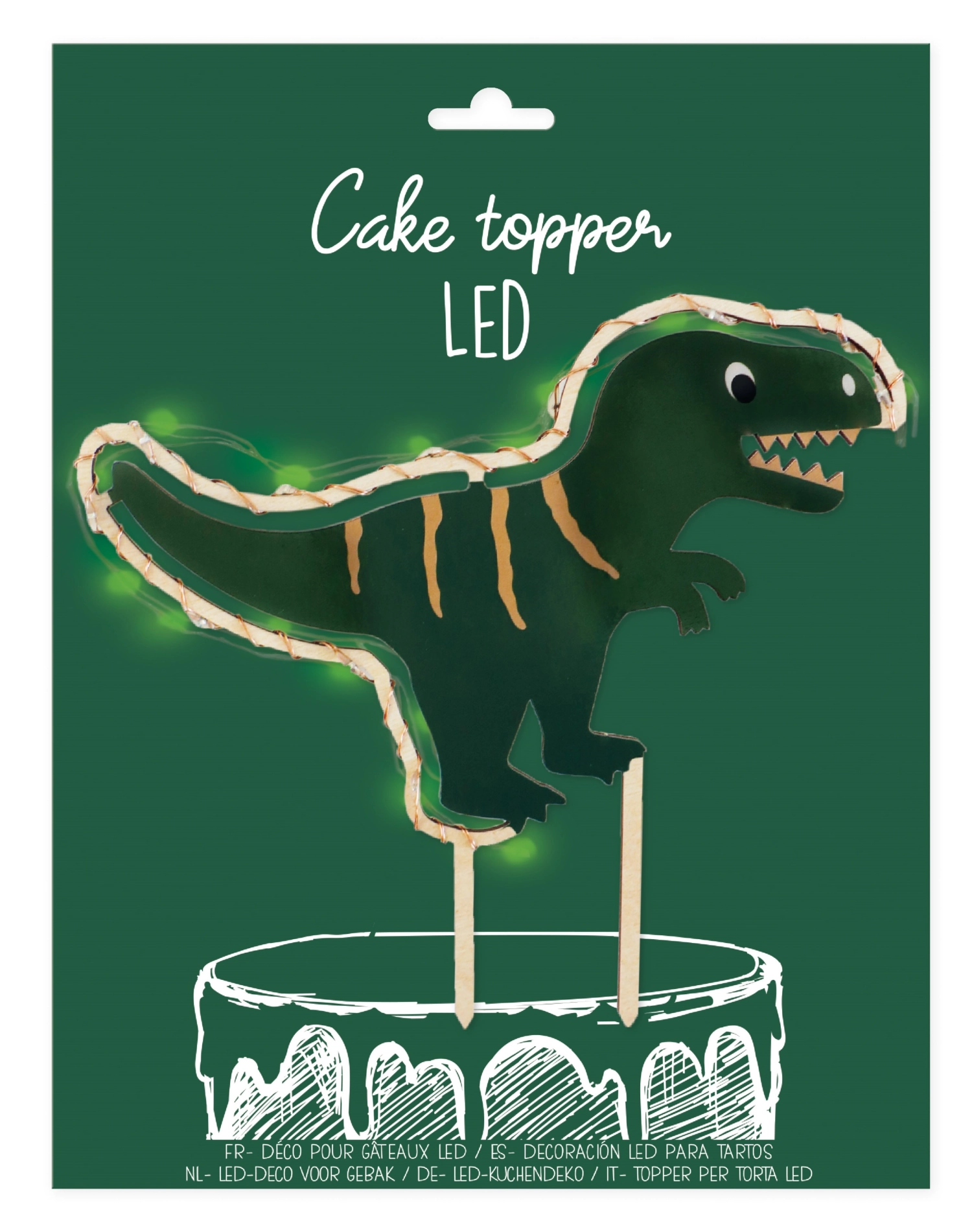 Cake topper avec éclairage led dino