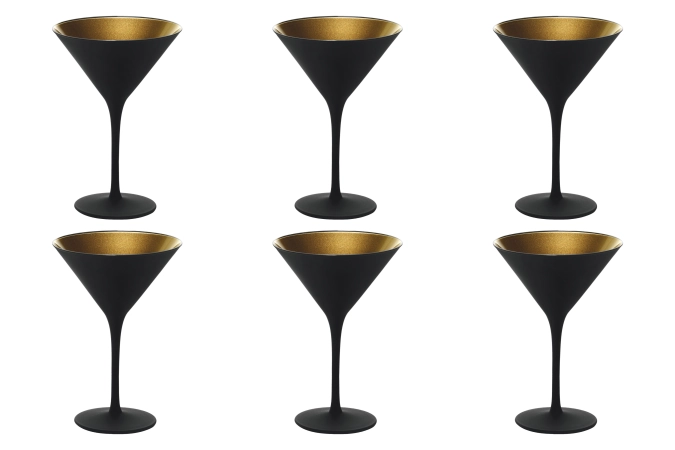 Set de 6 coupes à cocktail elements 240ml noir/or