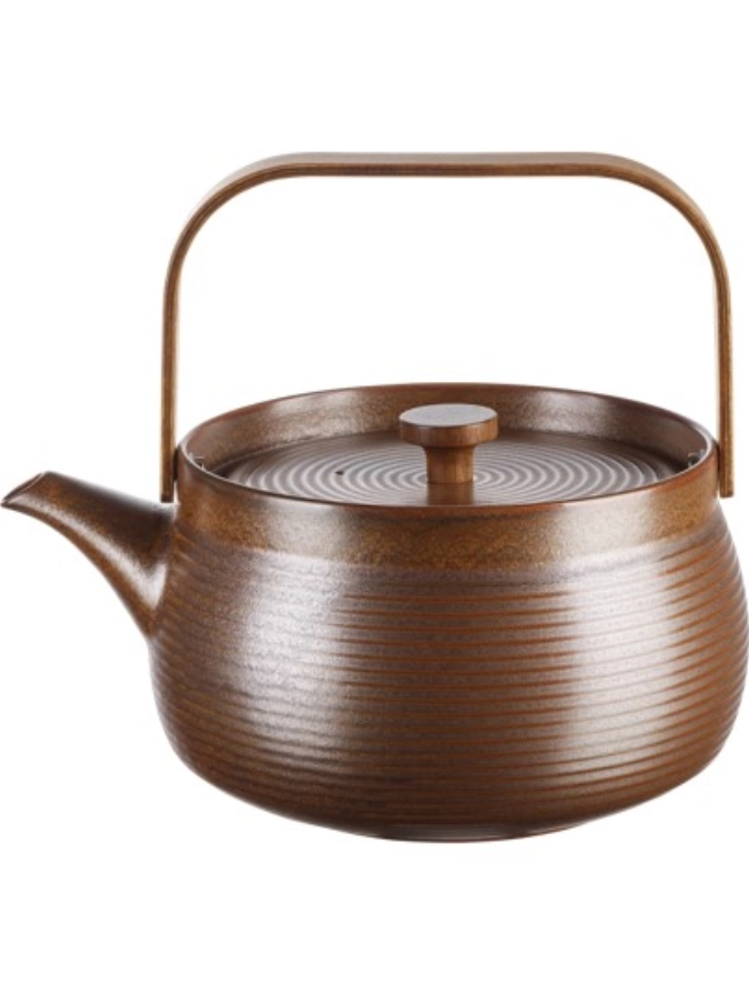 Japandi Teekanne mit Holzgriff