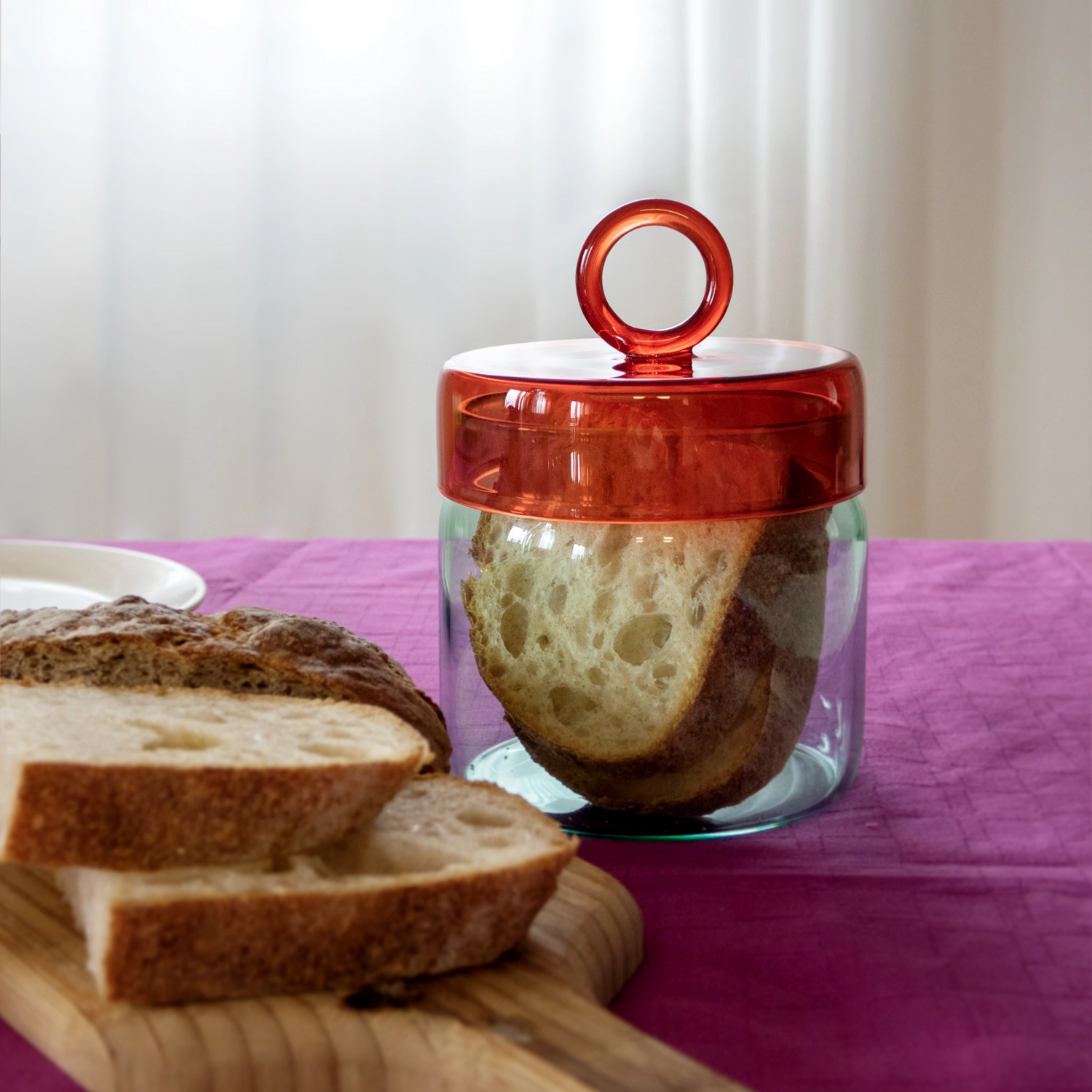 Vorratsglas aus Borosilikatglas, 1l, blau - rot