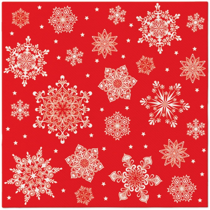 Serviettes Dinner 50x flocon de neige rouge, 40x40cm
