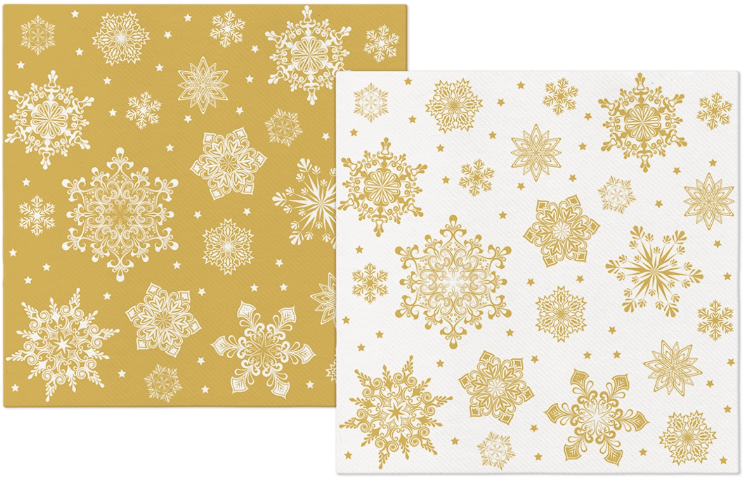 Serviettes Dinner 50x flocons de neige or - blanc, 40x40cm