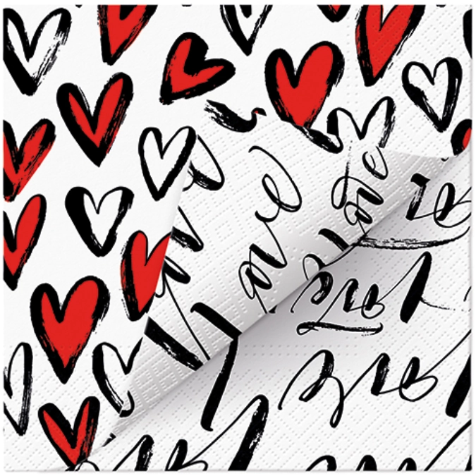 Servietten Lunch 20x double design Fall in Love, 33x33cm