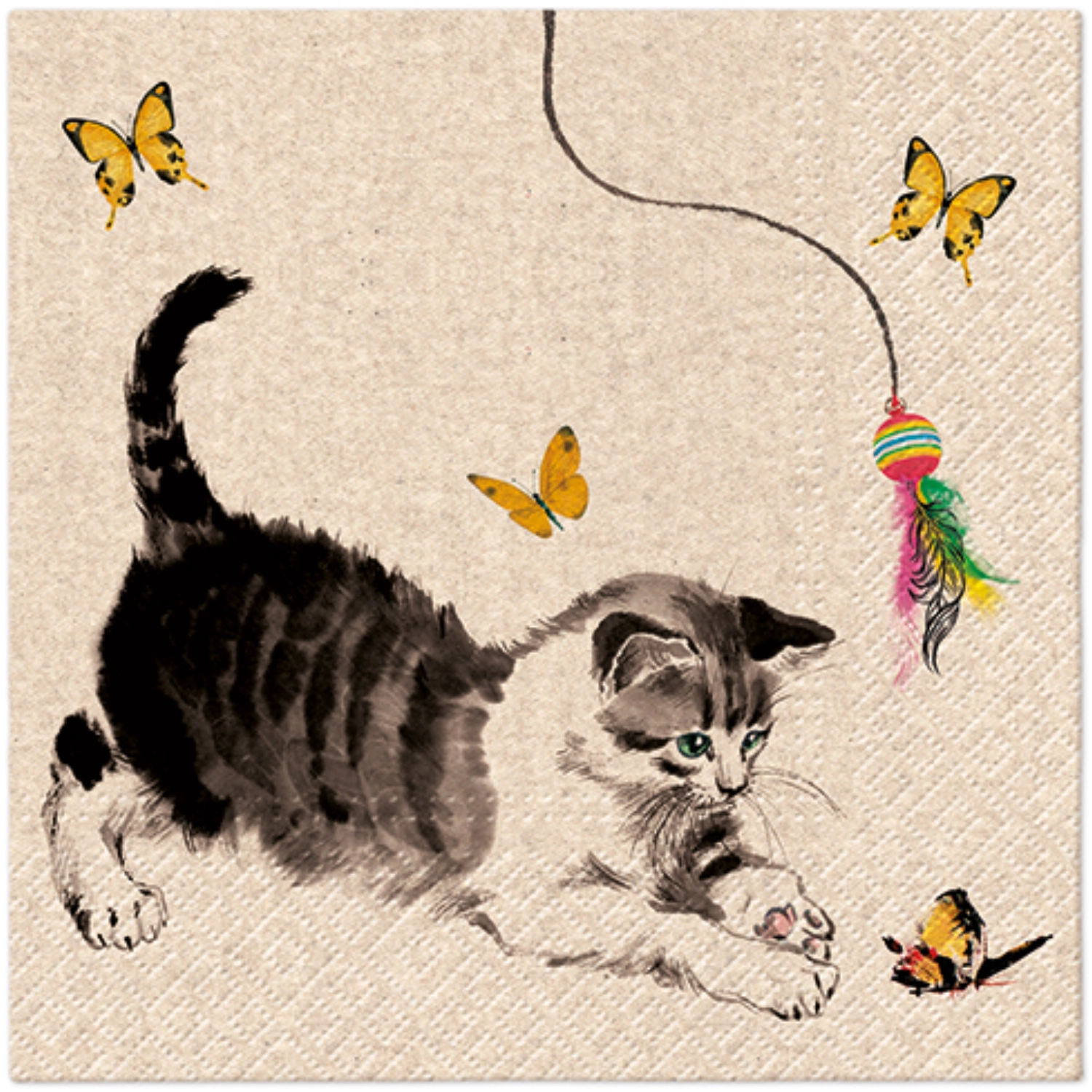 Serviettes de table Lunch 20x We care Cat Playing