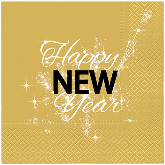 Servietten Lunch 20x English New Year gold, 33x33cm