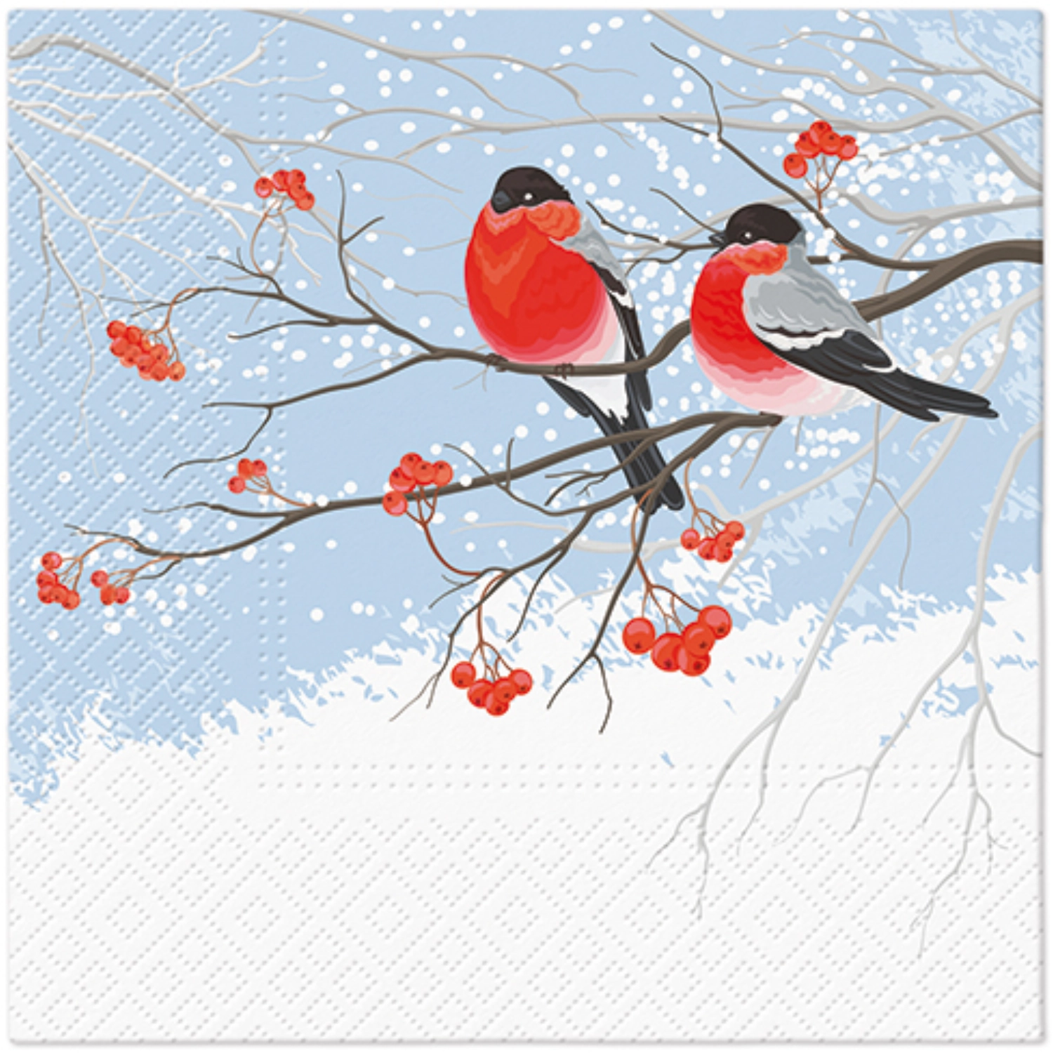 Serviettes de table Lunch 20x Bullfinches, 33x33cm