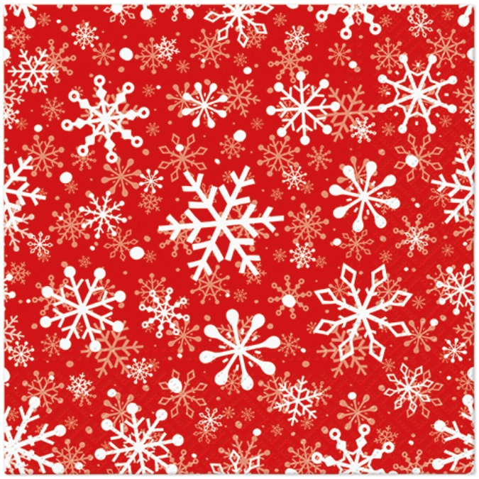Servietten Lunch 20x Christmas Snowflakes light red, 33x33cm