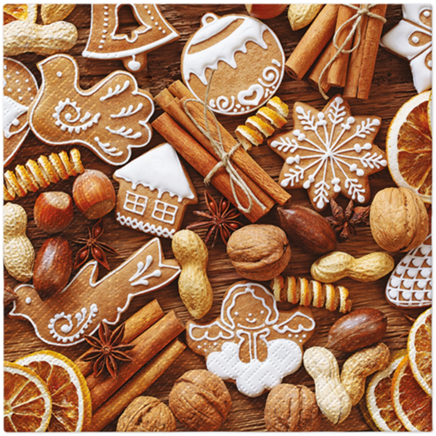 Servietten Lunch 20x Rustic Gingerbread, 33x33cm
