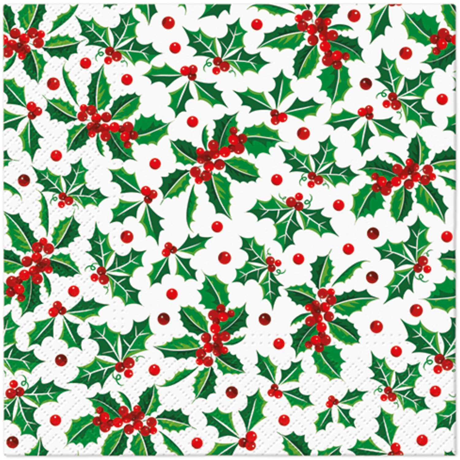 Serviettes de table Lunch 20x Holly Pattern, 33x33cm