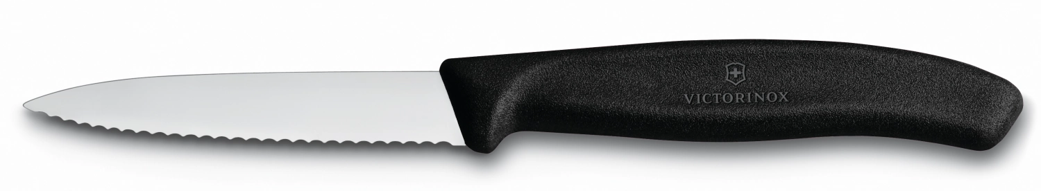 Swiss Classic, couteau à légumes, lame dentelée, noir