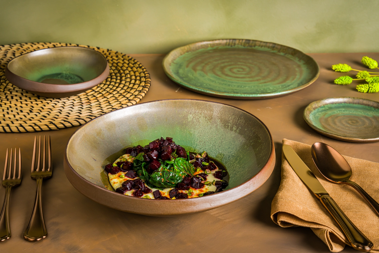 Assiette plate Lagoon Olive D15cm