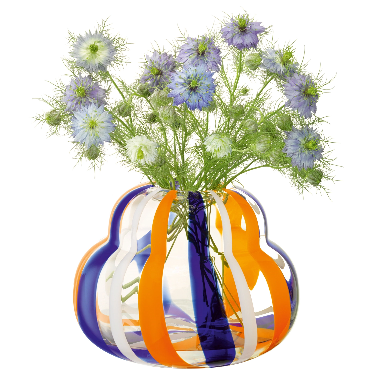 Folk Vase H19cm bleu, orange, blanc