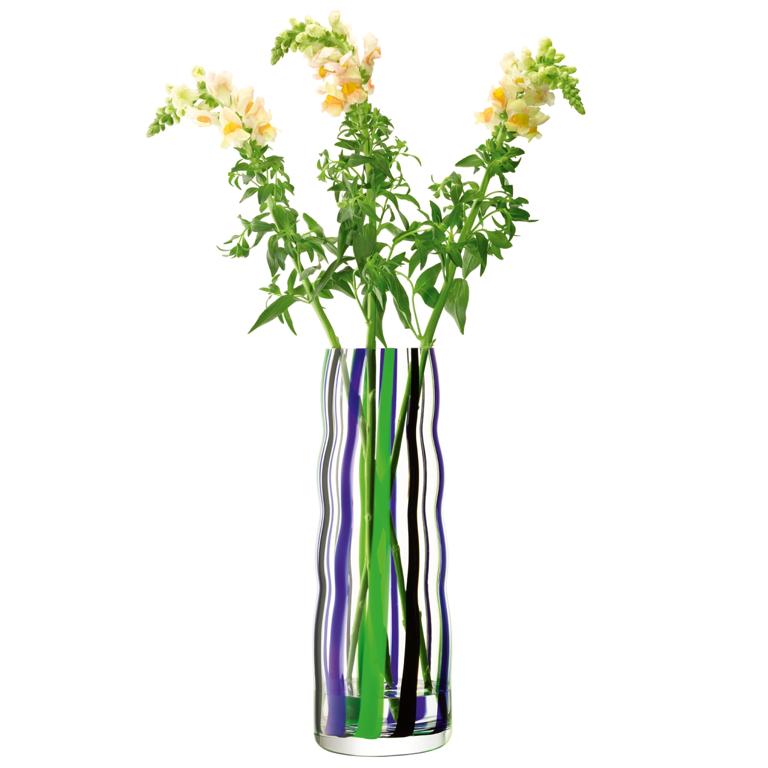 Folk Vase H42cm noir, bleu, vert