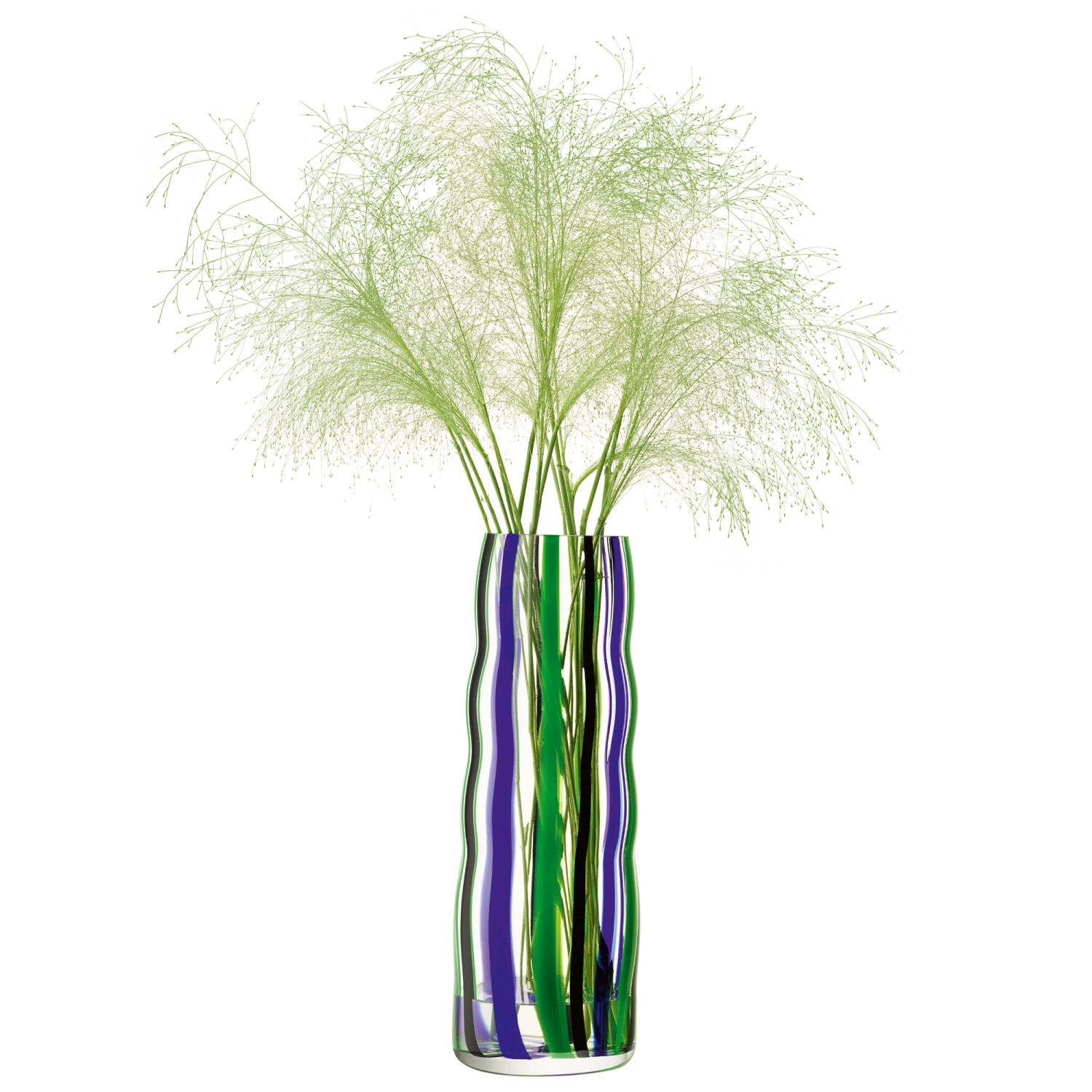 Folk Vase H42cm noir, bleu, vert