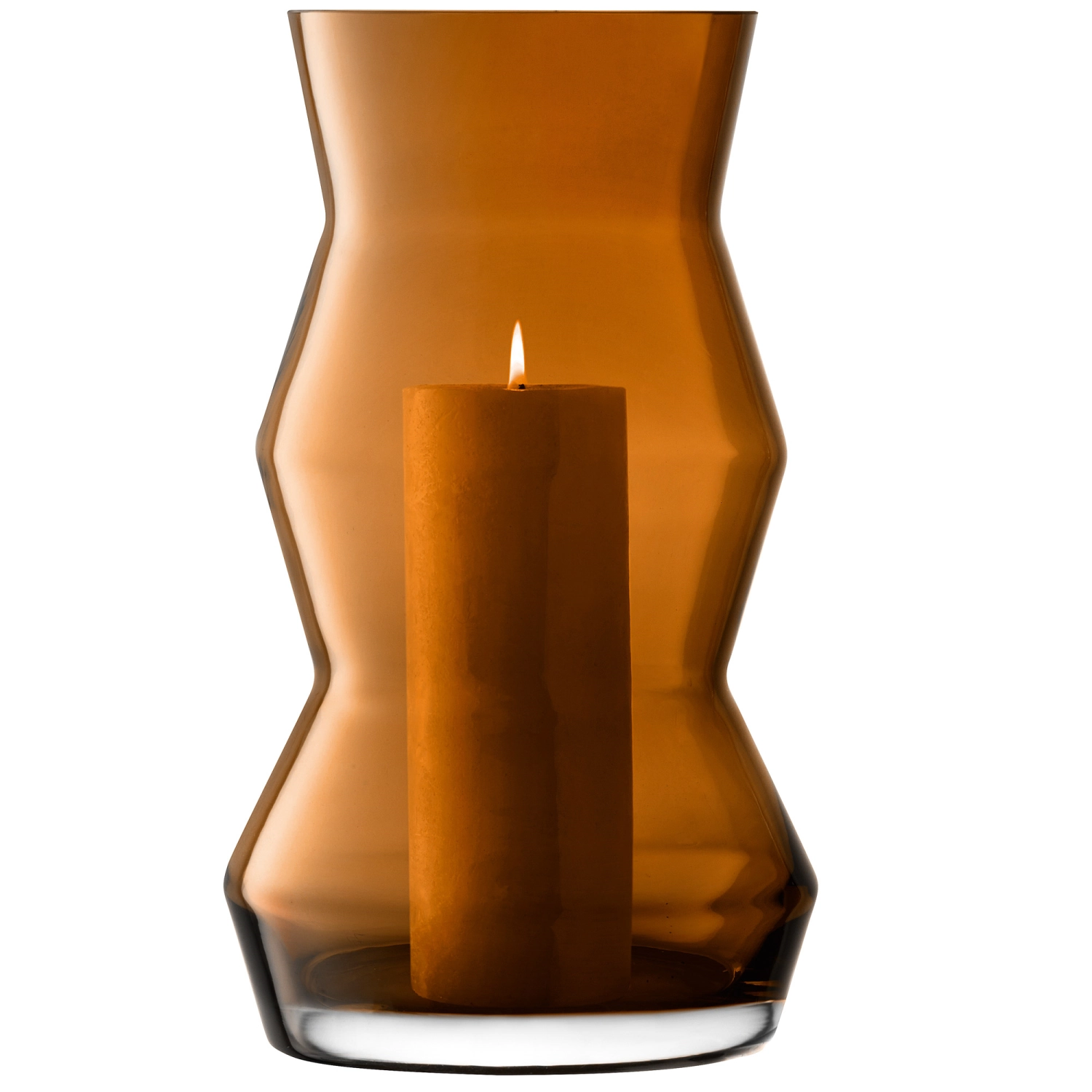 Sculpt vase/lanterne H36cm cognac