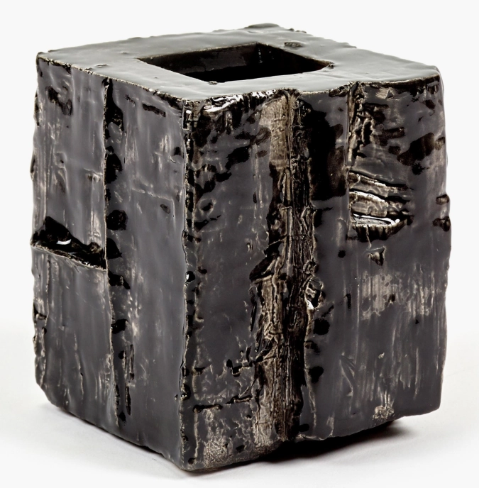 Eva Claessens Vase Keramik rechteckig H11cm schwarz