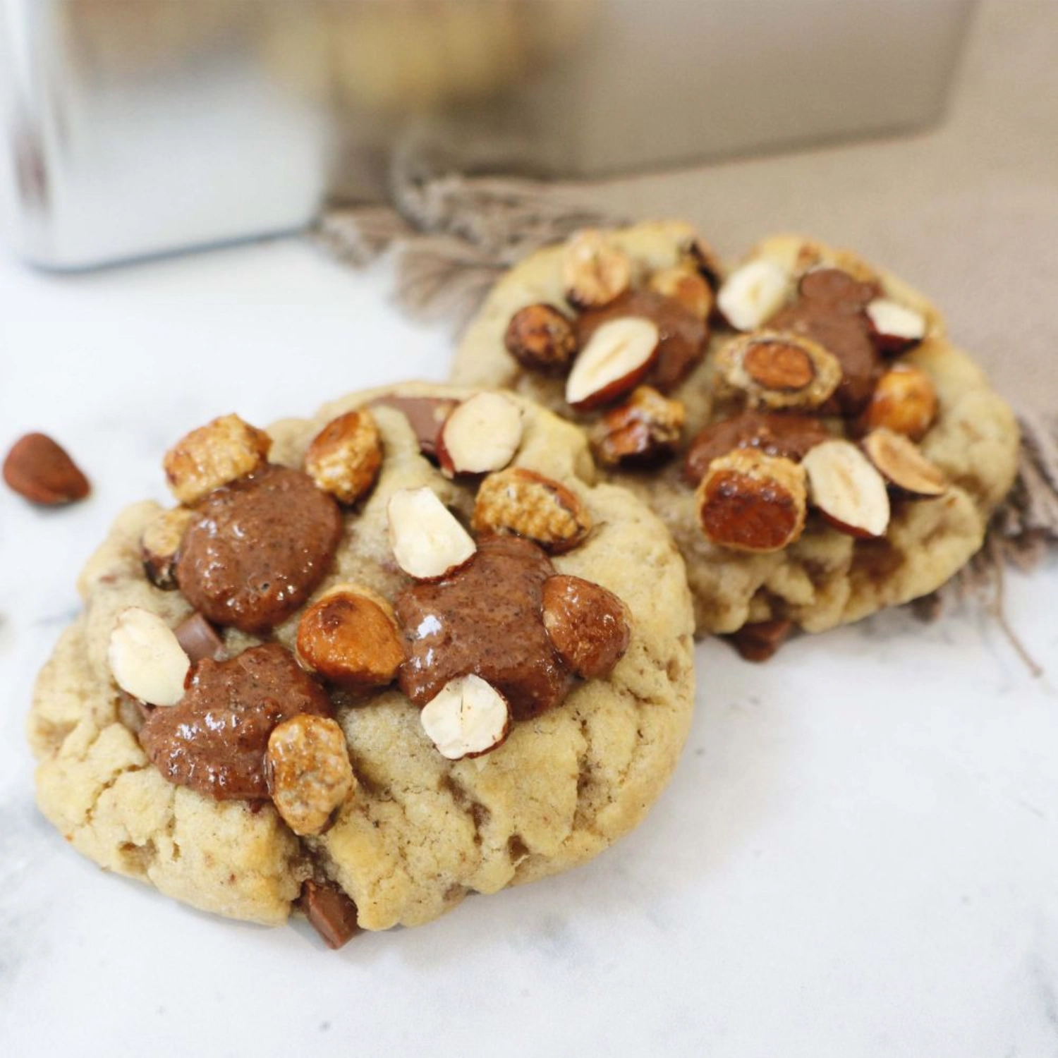 Backmischung Cookies Milchschokolade Haselnuss Praline Paste