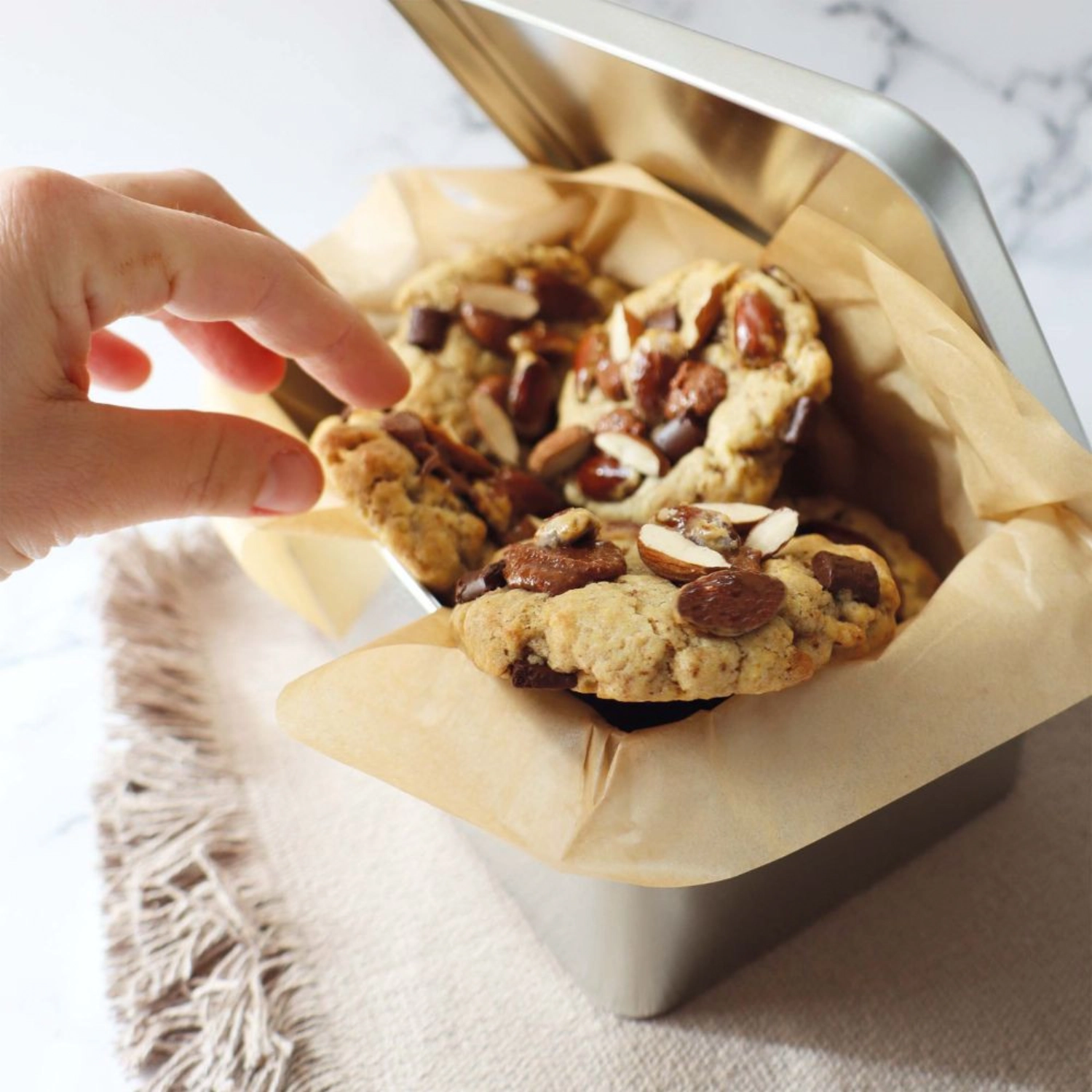 Backmischung Cookies Milchschokolade Haselnuss Praline Paste