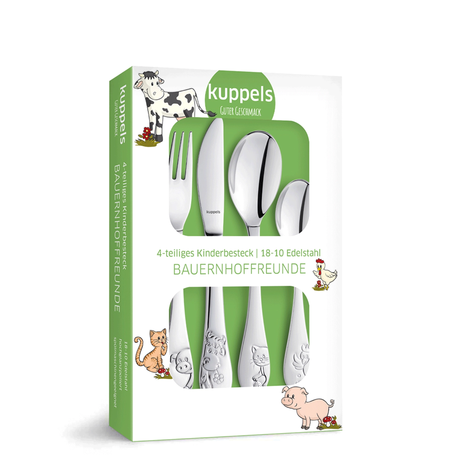 4pcs Kuppels Couverts pour enfants Amis de la ferme