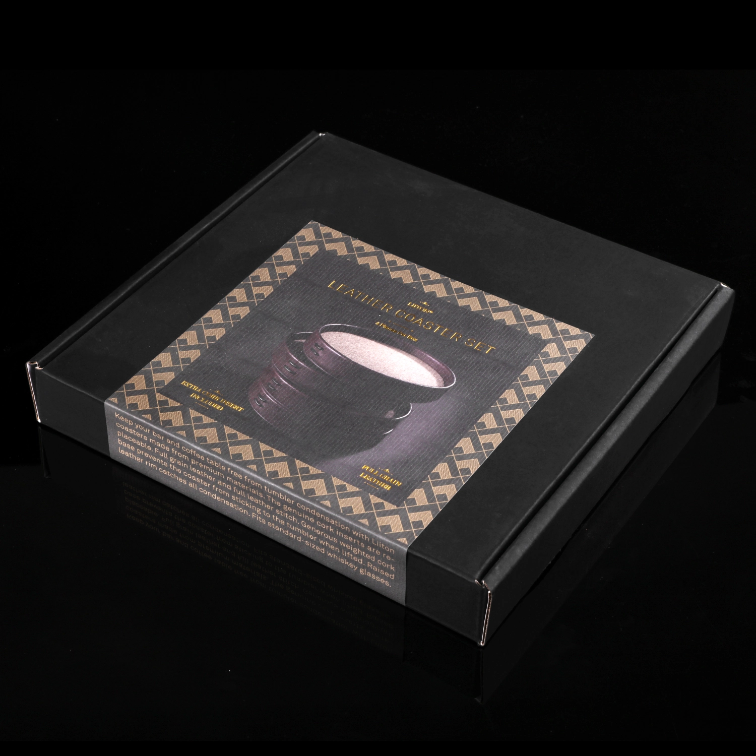 4er Set Untersetzer aus Leder