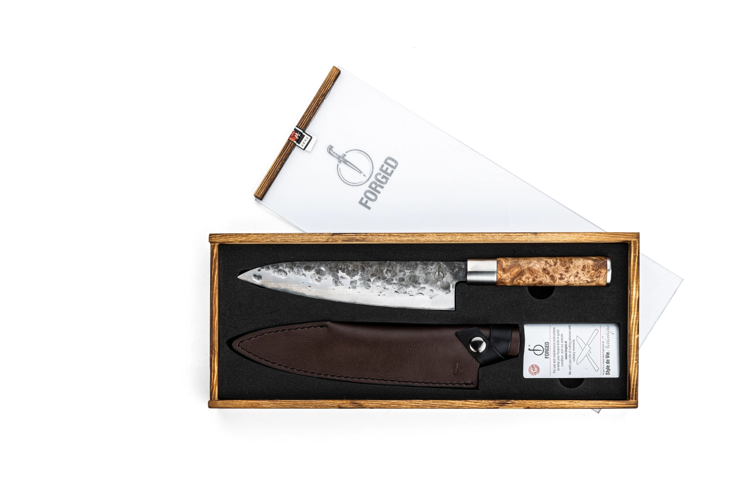 VG10 Kochmesser mit Lederetui