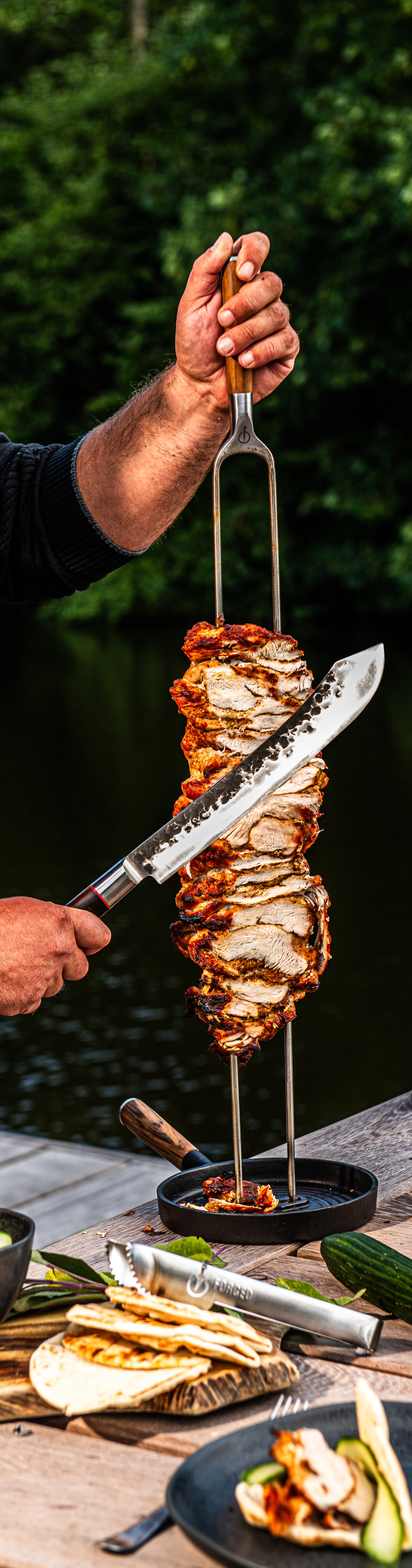 Forged Churrasco Olive Broche à fourche 70cm