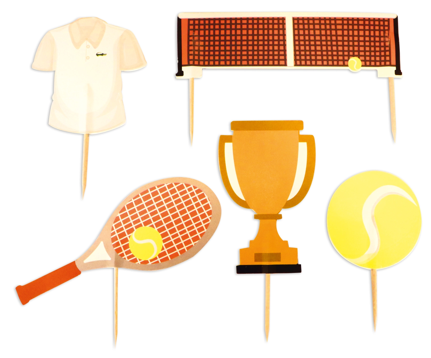 Set de 5 décorations de gâteaux avec des motifs de tennis