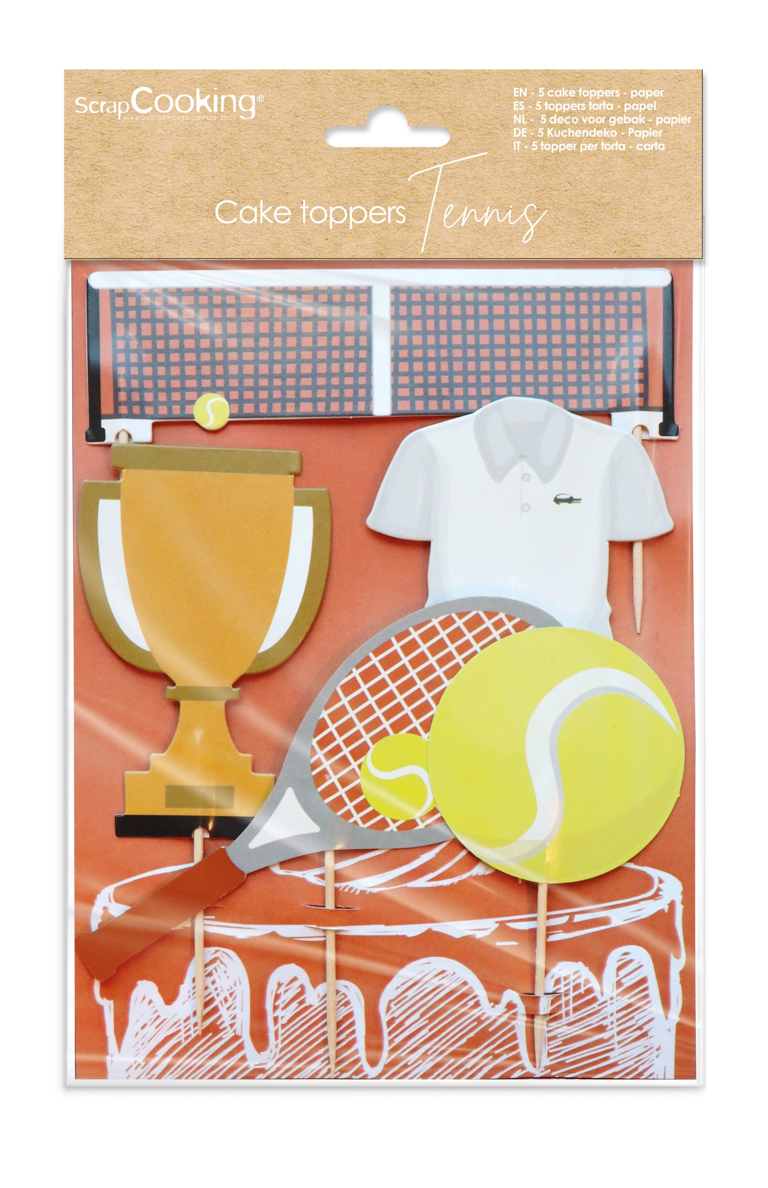 Set de 5 décorations de gâteaux avec des motifs de tennis