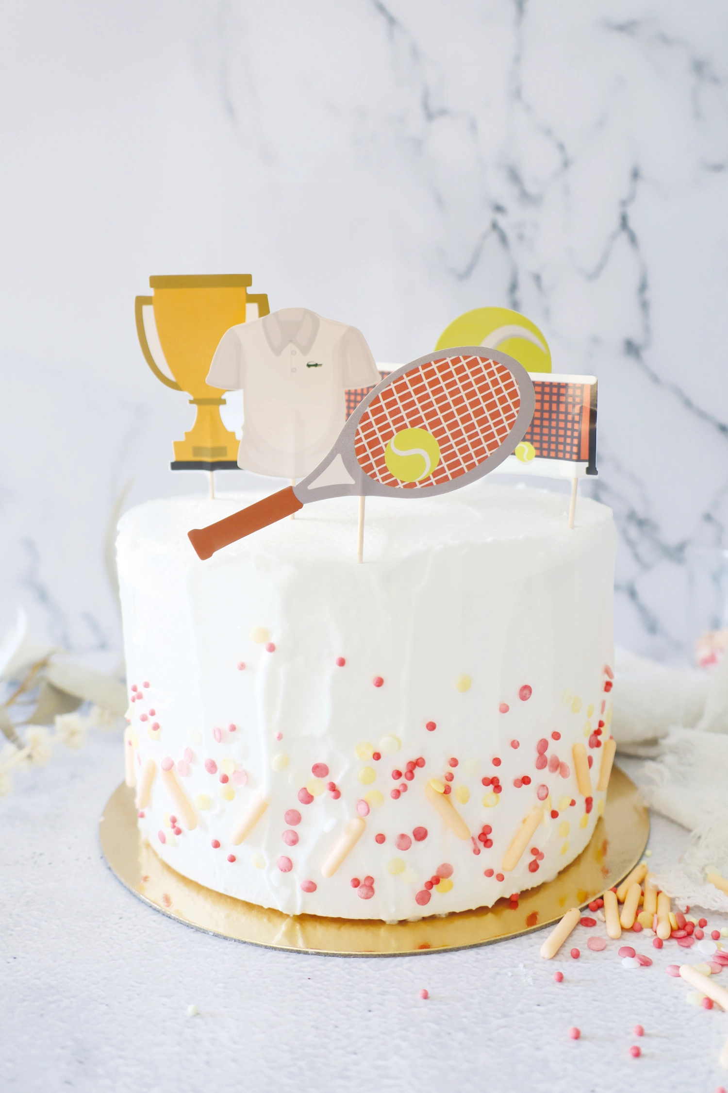 Set de 5 décorations de gâteaux avec des motifs de tennis