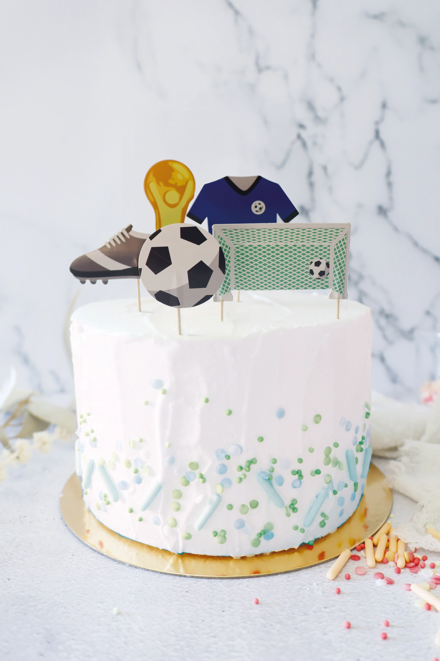 5er Set Kuchendekoration Fussball Motive