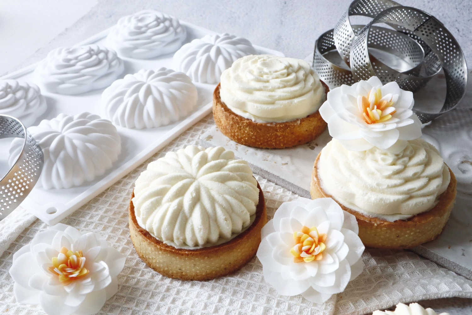 Set de 4 camélias en papier comestible