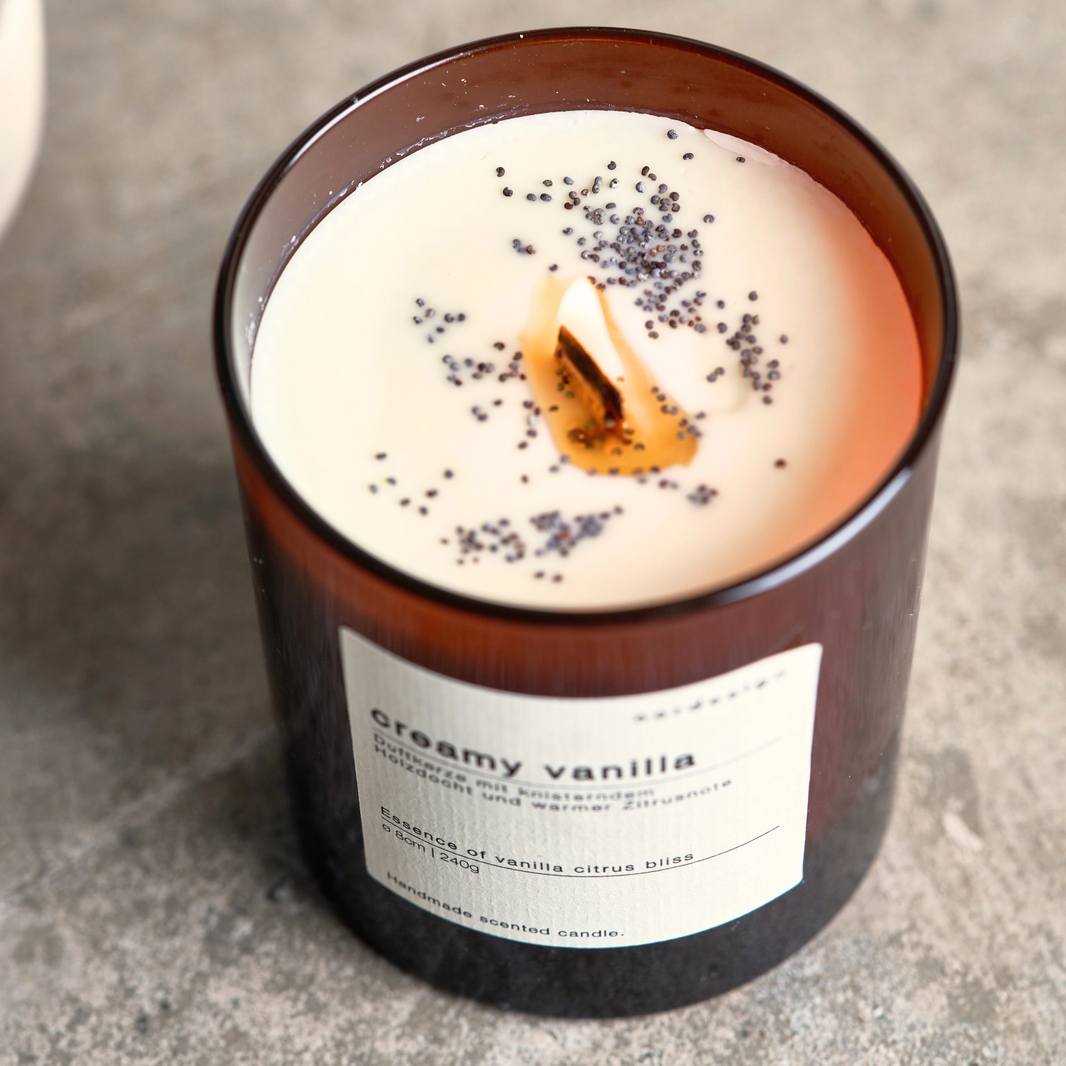 Duftkerze Glas Holzdocht Creamy Vanilla