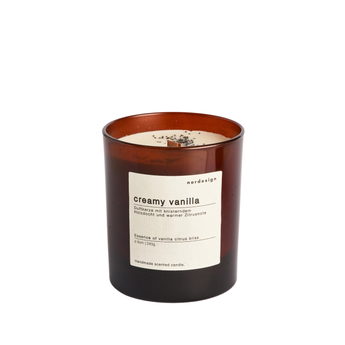 Duftkerze Glas Holzdocht Creamy Vanilla
