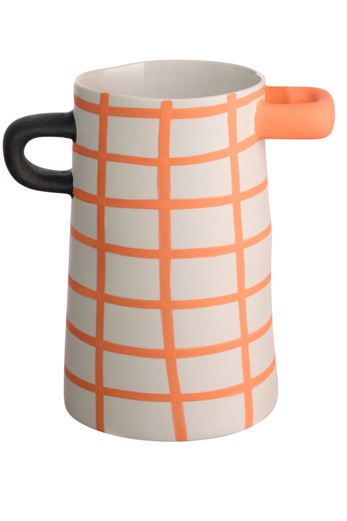 Rayu Vase, orange à damier