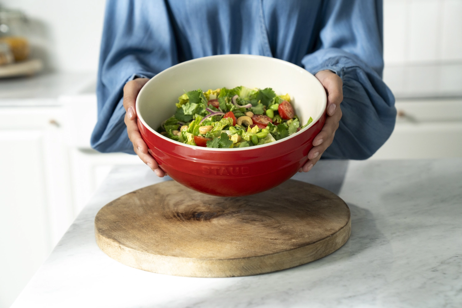 Bol en céramique, rouge cerise, environ 18 cm