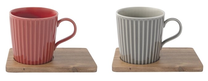 Set de 2 Take a Break tasses à café sous-verres acacia