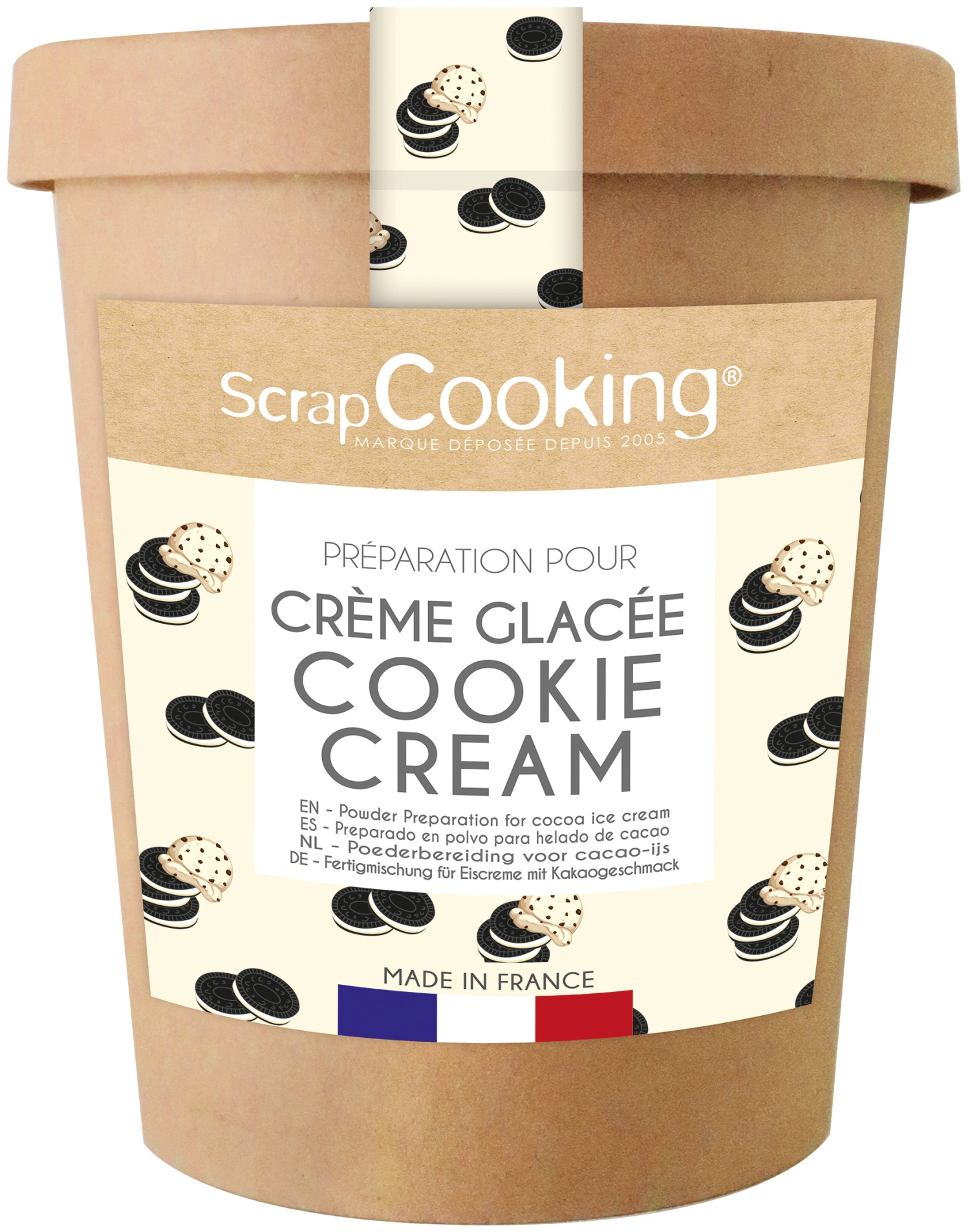 Préparation crème glacée cookie cream