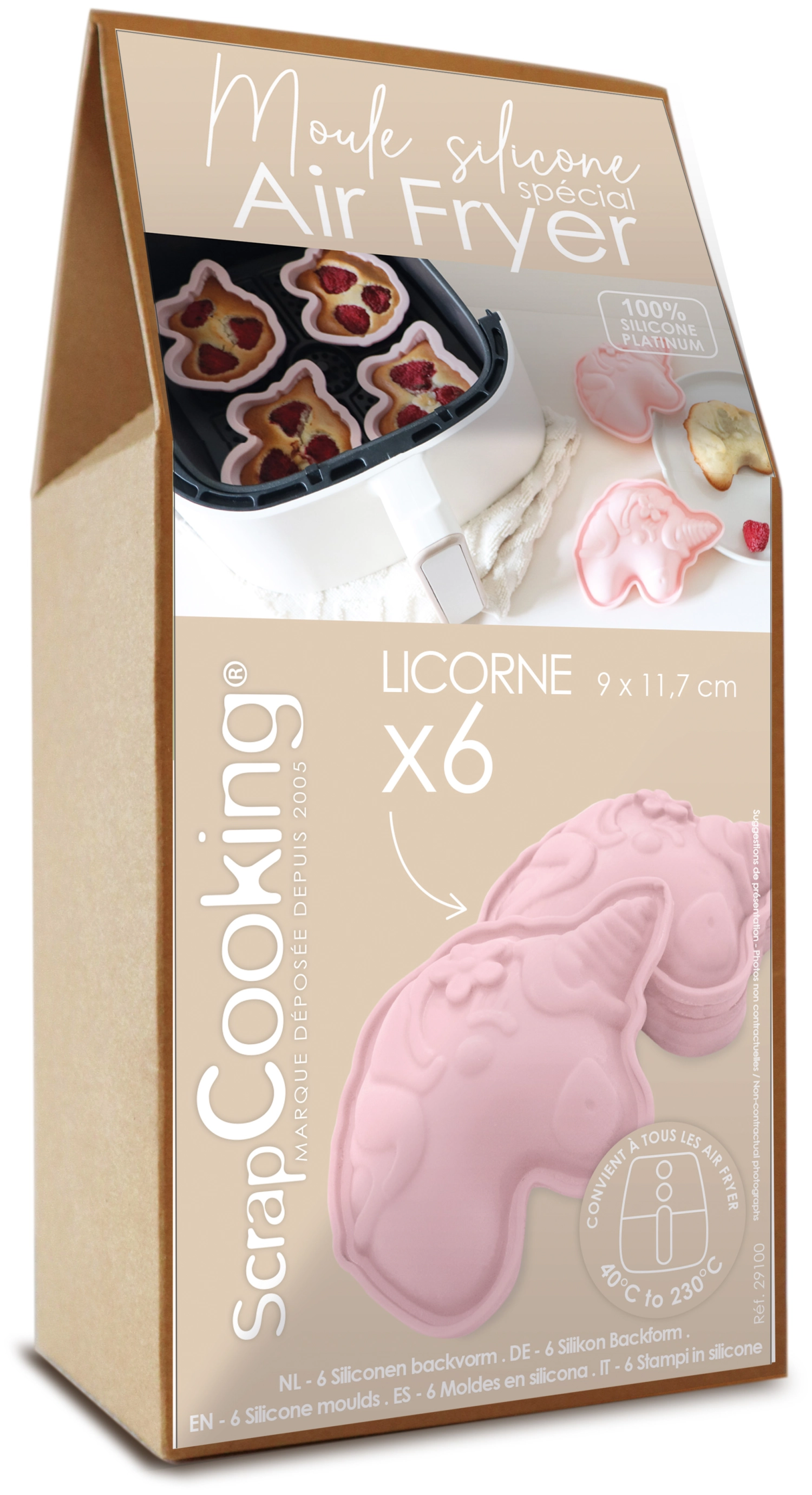 6 Moules silicone  air fryer licorne