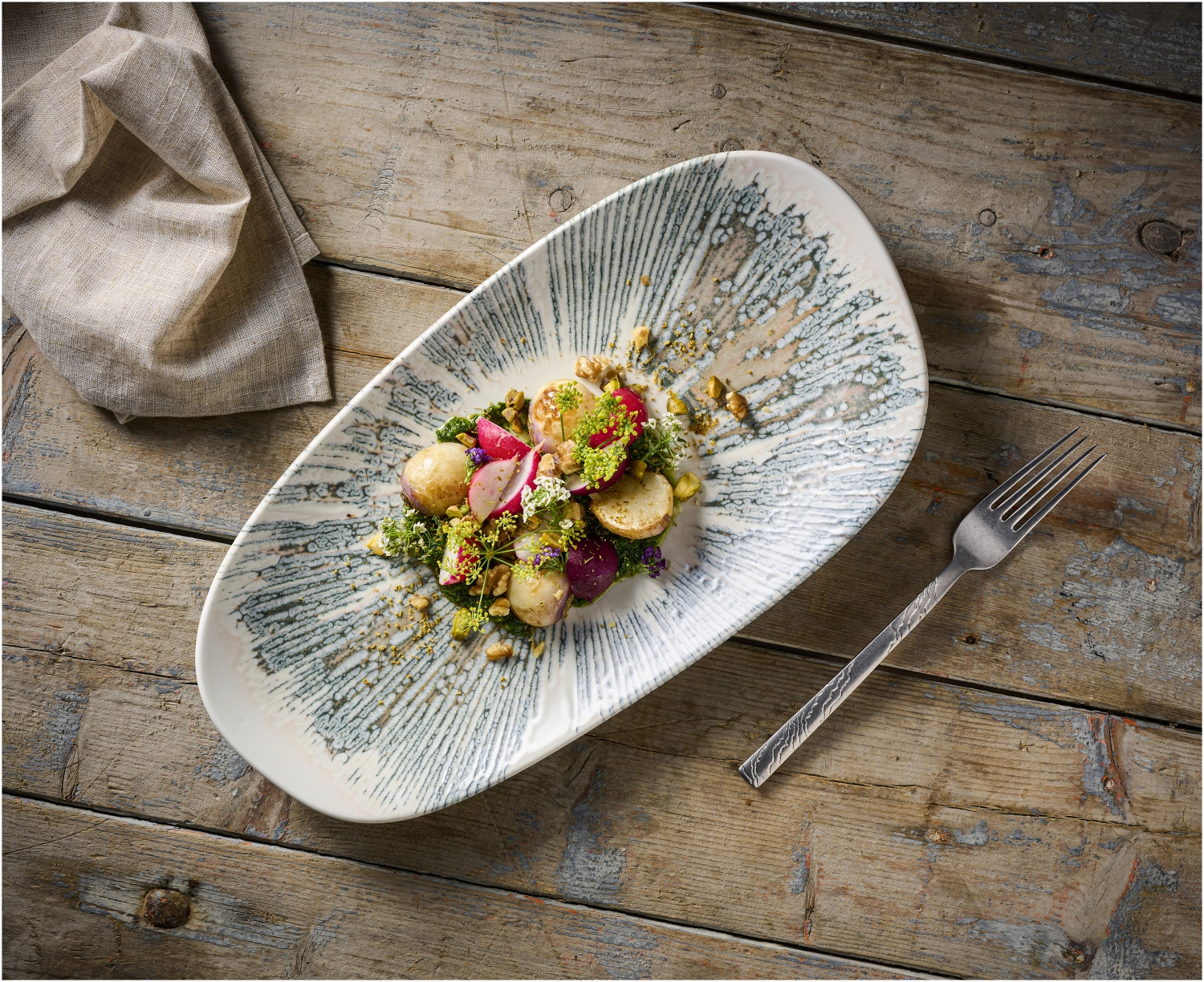 Lyra Blue Opal Organic Oblong Platte