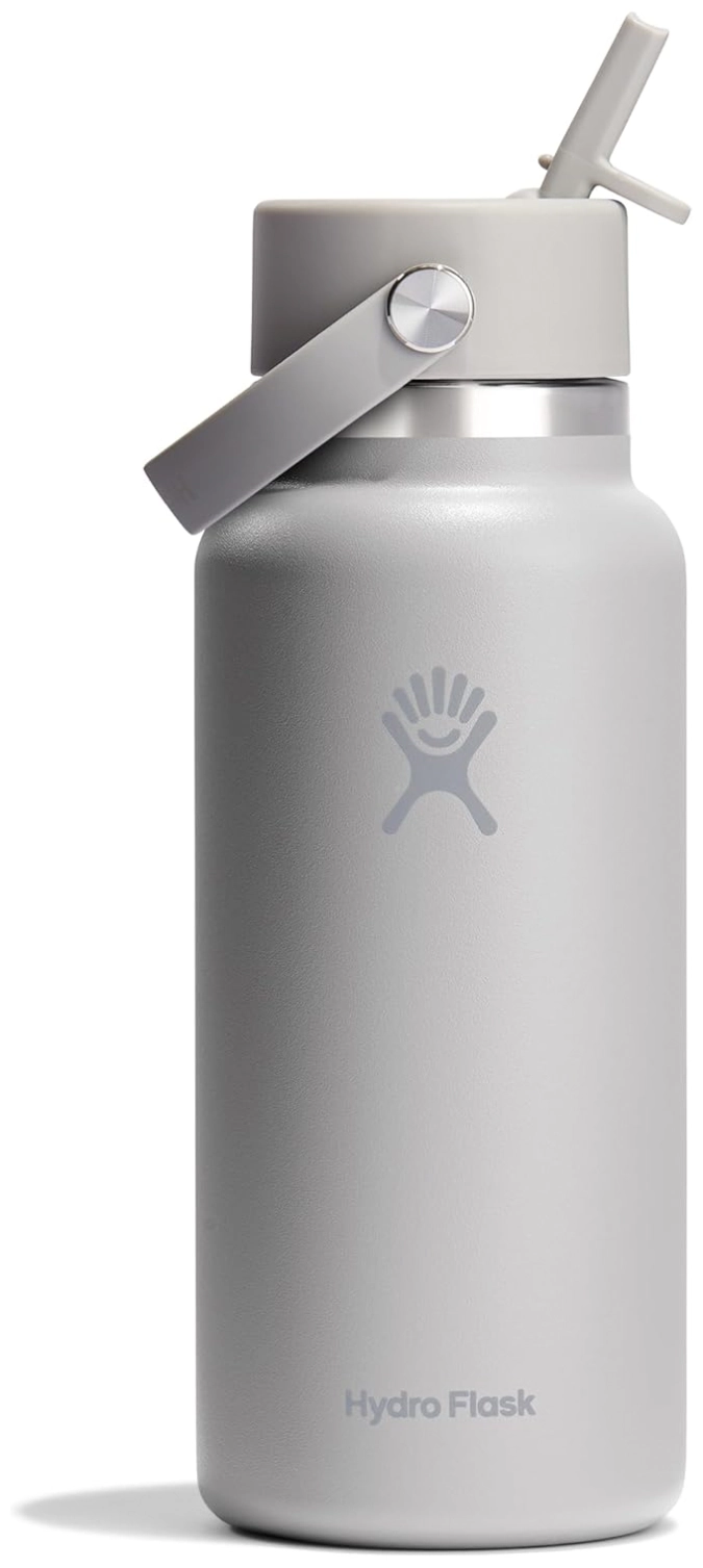 Trinkflasche Wide Flex Deckel mit Strohhalm