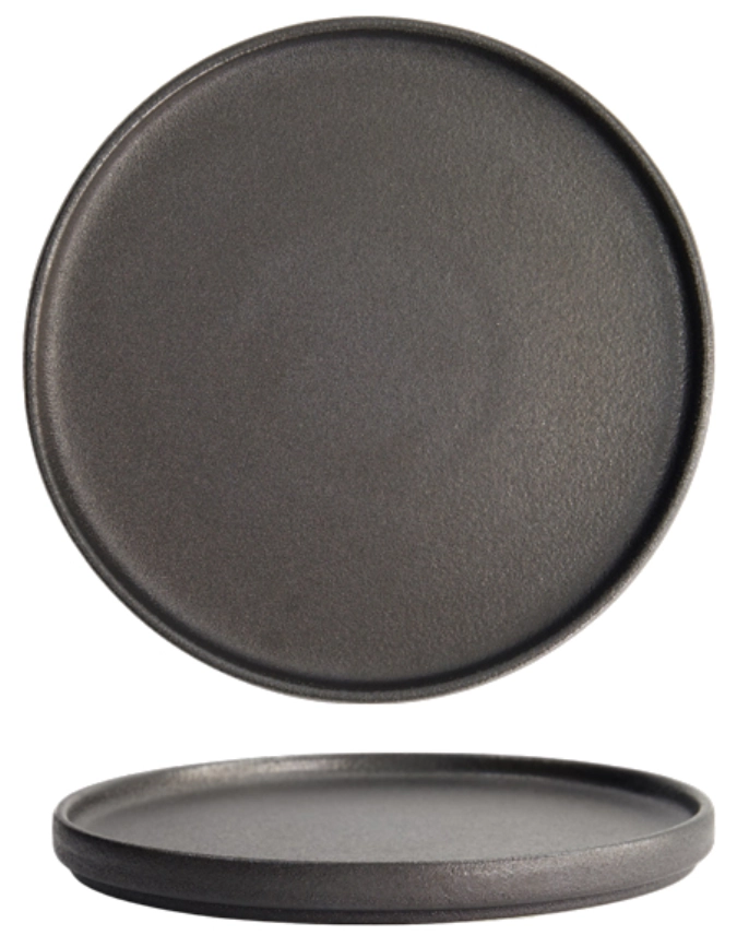 Yuzu Schwarz Teller mit Rand