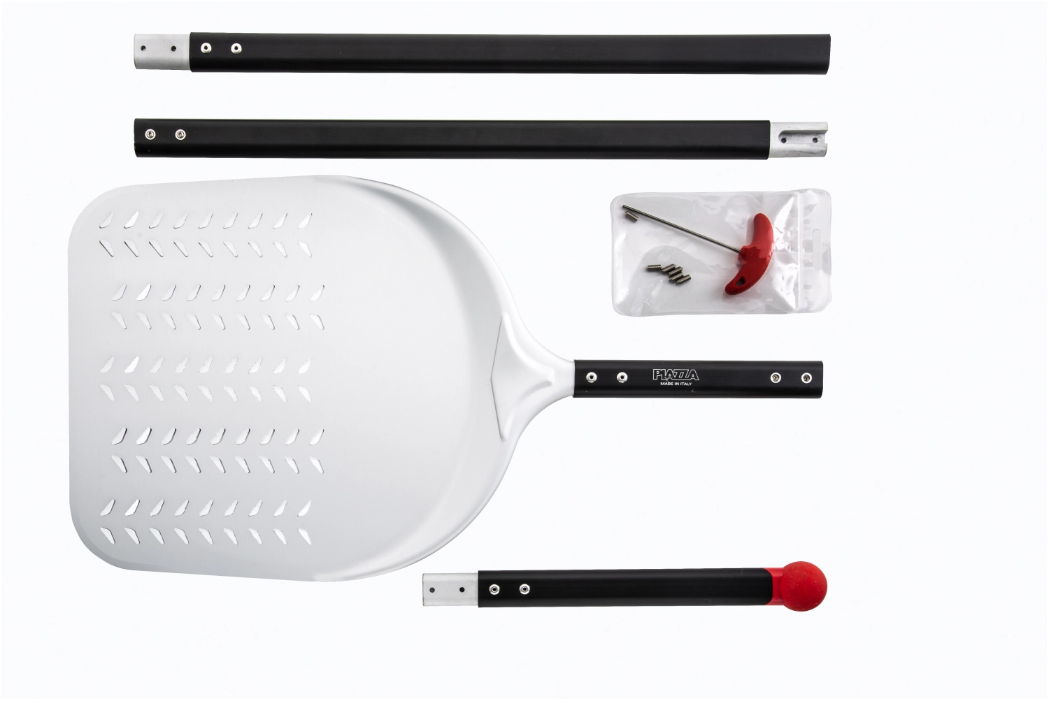 Pelle à pizza rectangulaire en aluminium perforée démontable