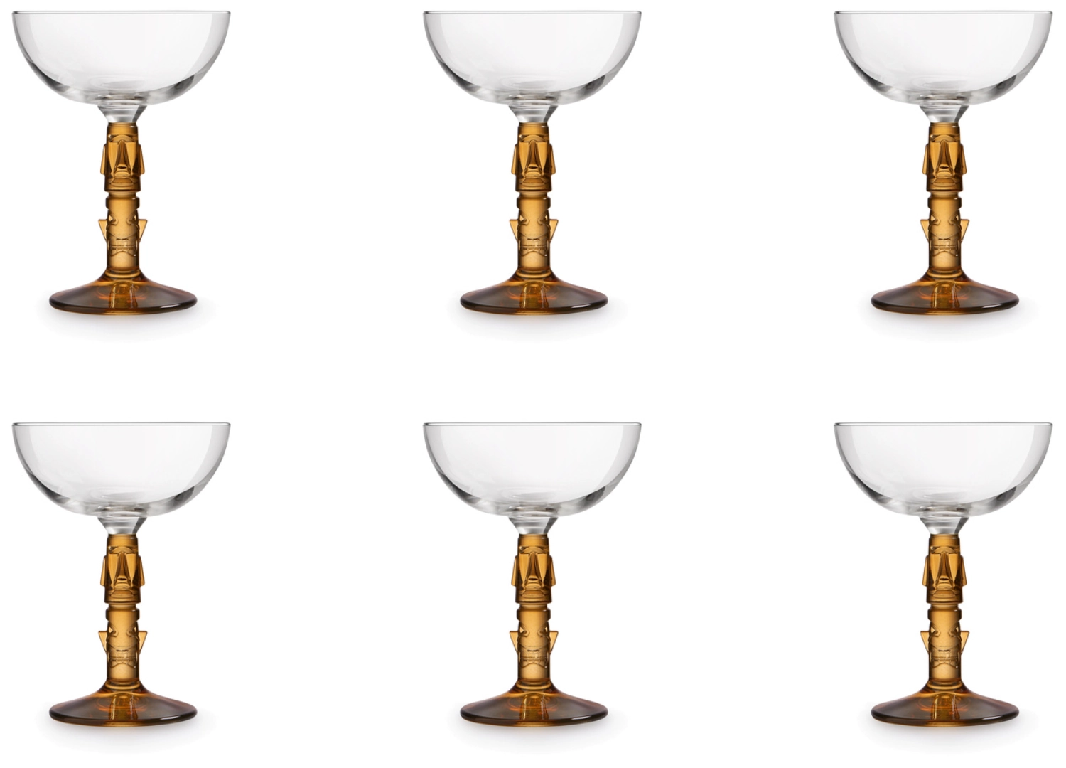 6er Set Tiki Becher Coupe Amber Stem