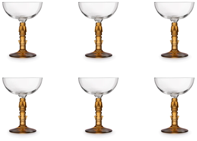 6er Set Tiki Becher Coupe Amber Stem