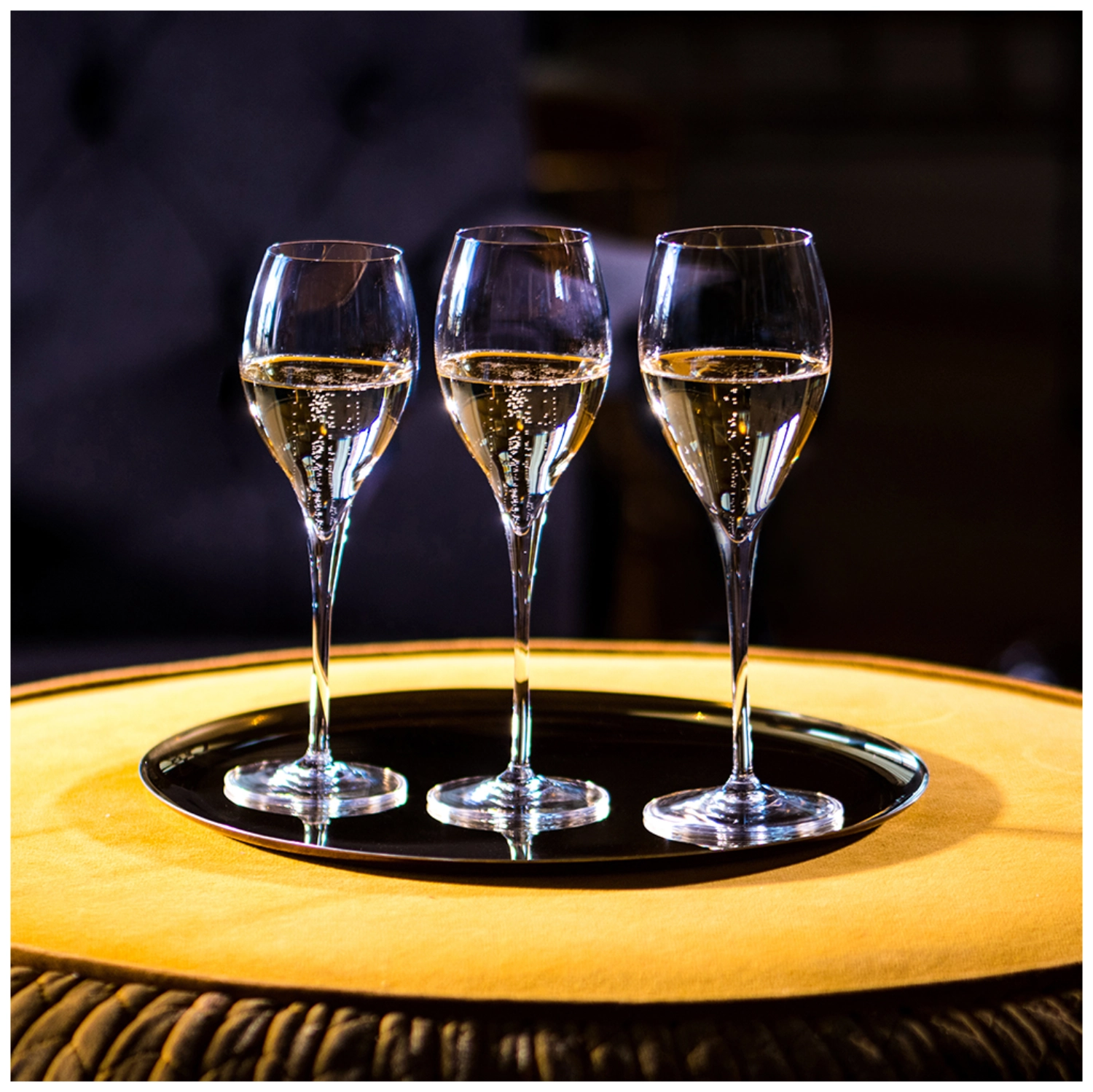 Opale Chamapgnerglas mit Laserpunkt