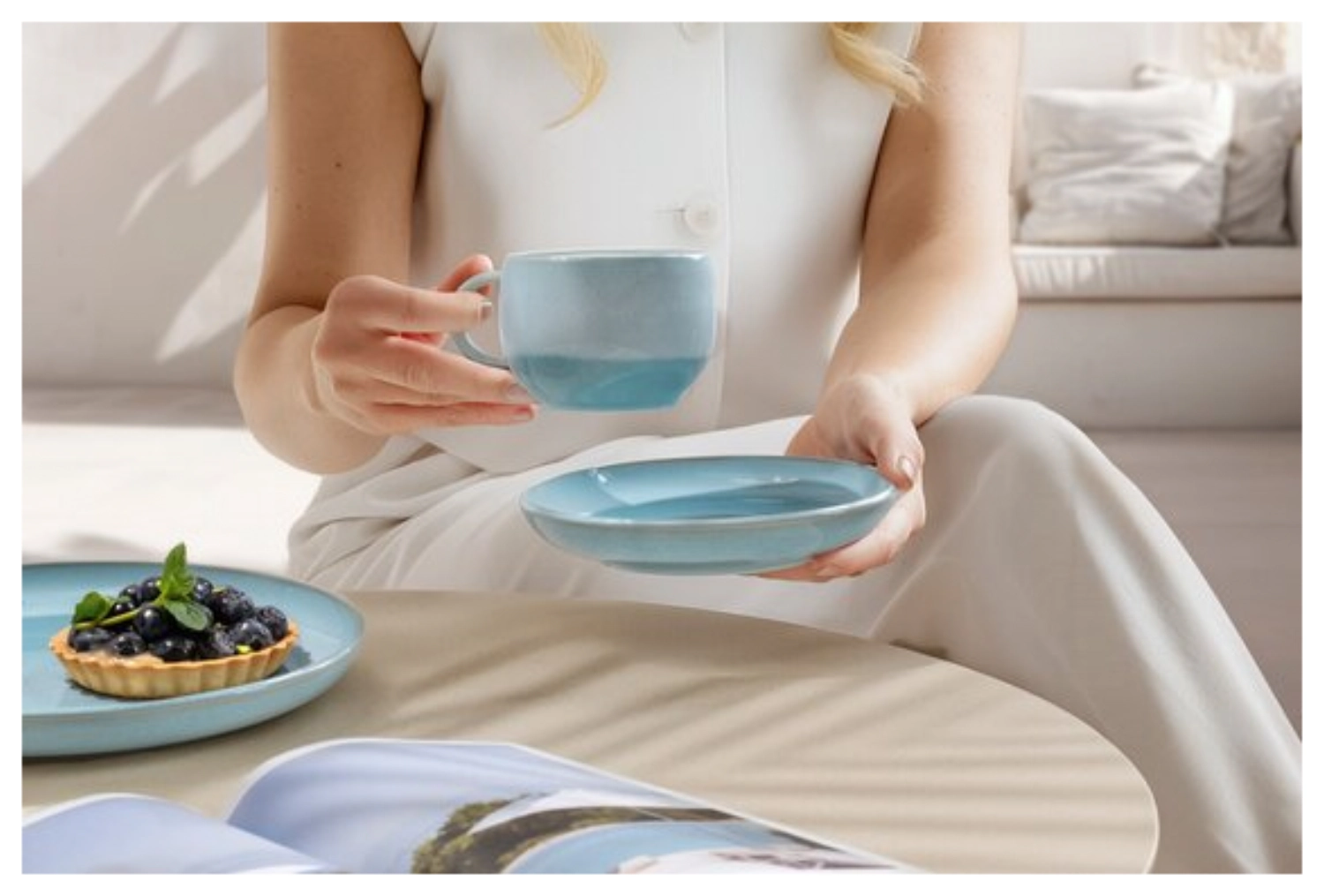 Perlemor Aqua Kaffeeuntertasse