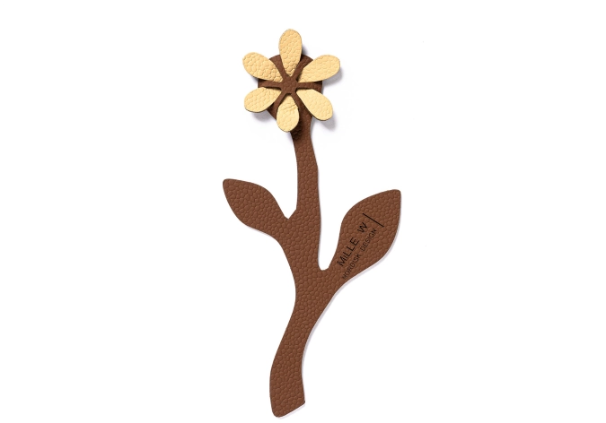 Marque-page Fleur beige cognac